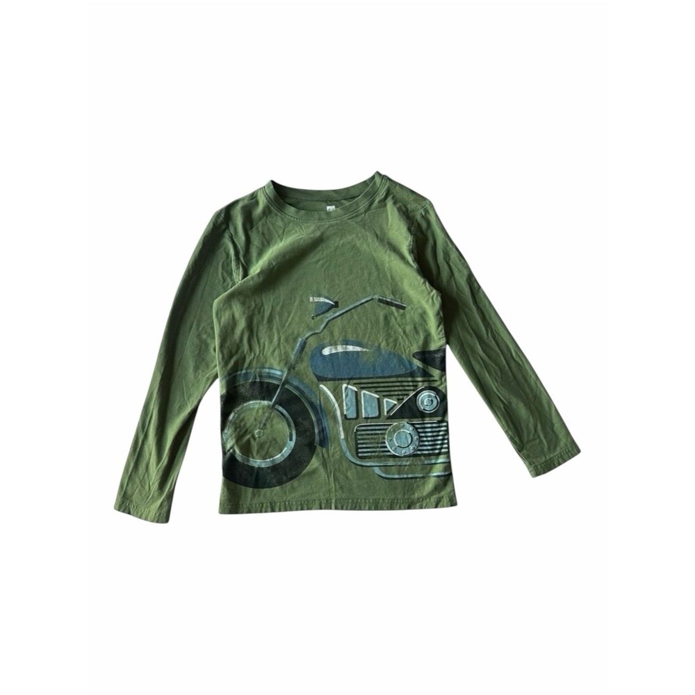 Tea Collection Green Long Sleeve Boys 12Tee Shirt Motorcycle Graphic Cotton